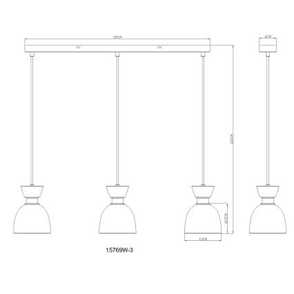 Globo - Lampadario a sospensione con filo 3xE14/40W/230V bianco