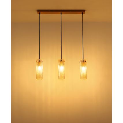 Globo - Lampadario a sospensione con filo 3xE14/40W/230V oro