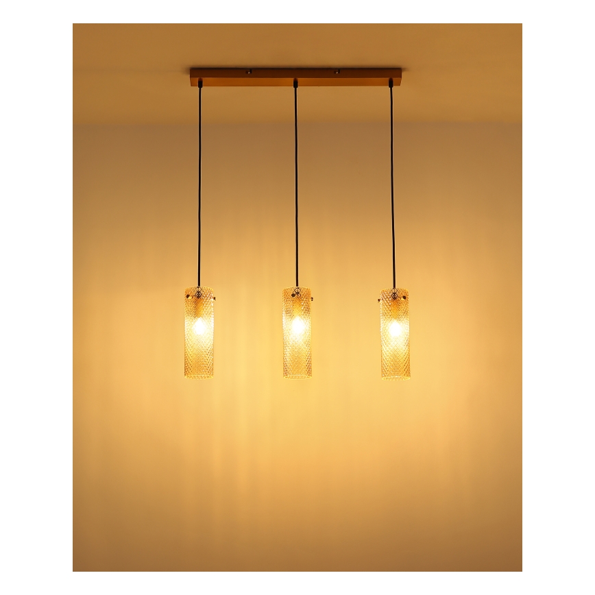 Globo - Lampadario a sospensione con filo 3xE14/40W/230V oro