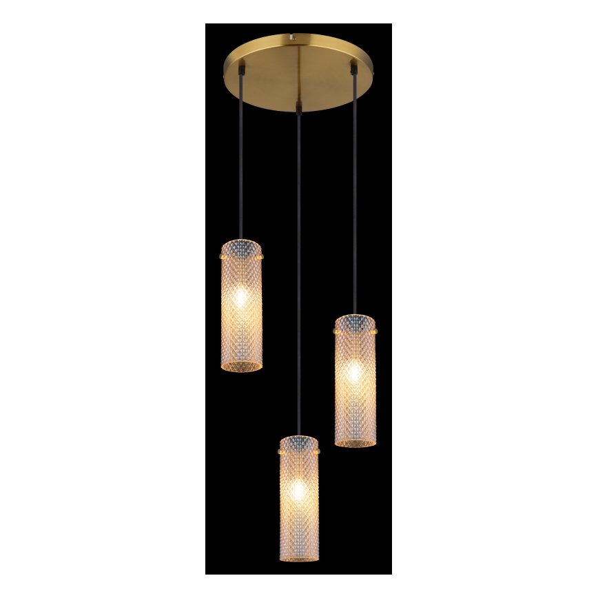 Globo - Lampadario a sospensione con filo 3xE14/40W/230V oro