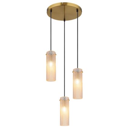 Globo - Lampadario a sospensione con filo 3xE14/40W/230V oro