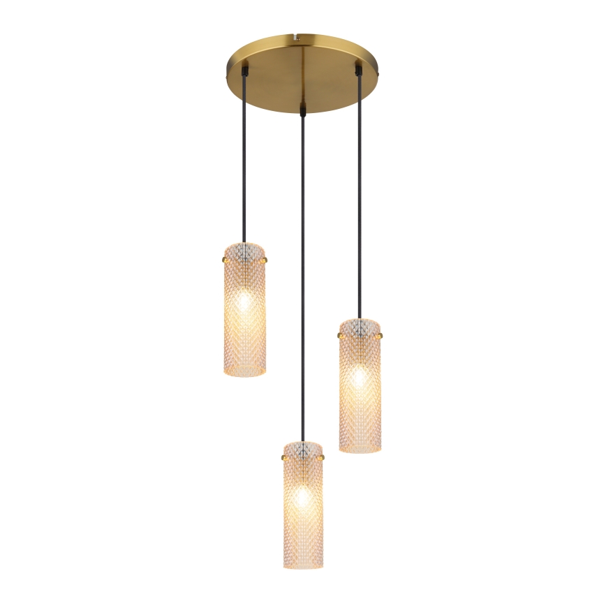 Globo - Lampadario a sospensione con filo 3xE14/40W/230V oro