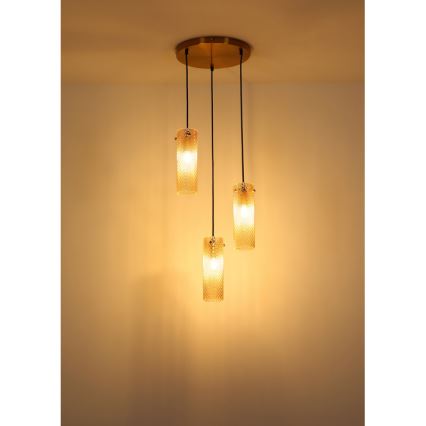 Globo - Lampadario a sospensione con filo 3xE14/40W/230V oro