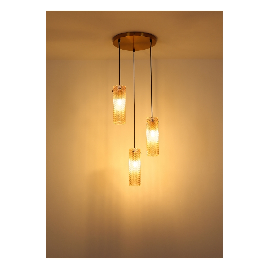 Globo - Lampadario a sospensione con filo 3xE14/40W/230V oro