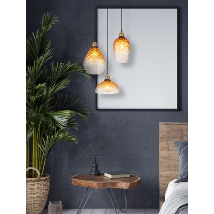 Globo - Lampadario a sospensione con filo 3xE27/60W/230V diametro 46 cm arancione