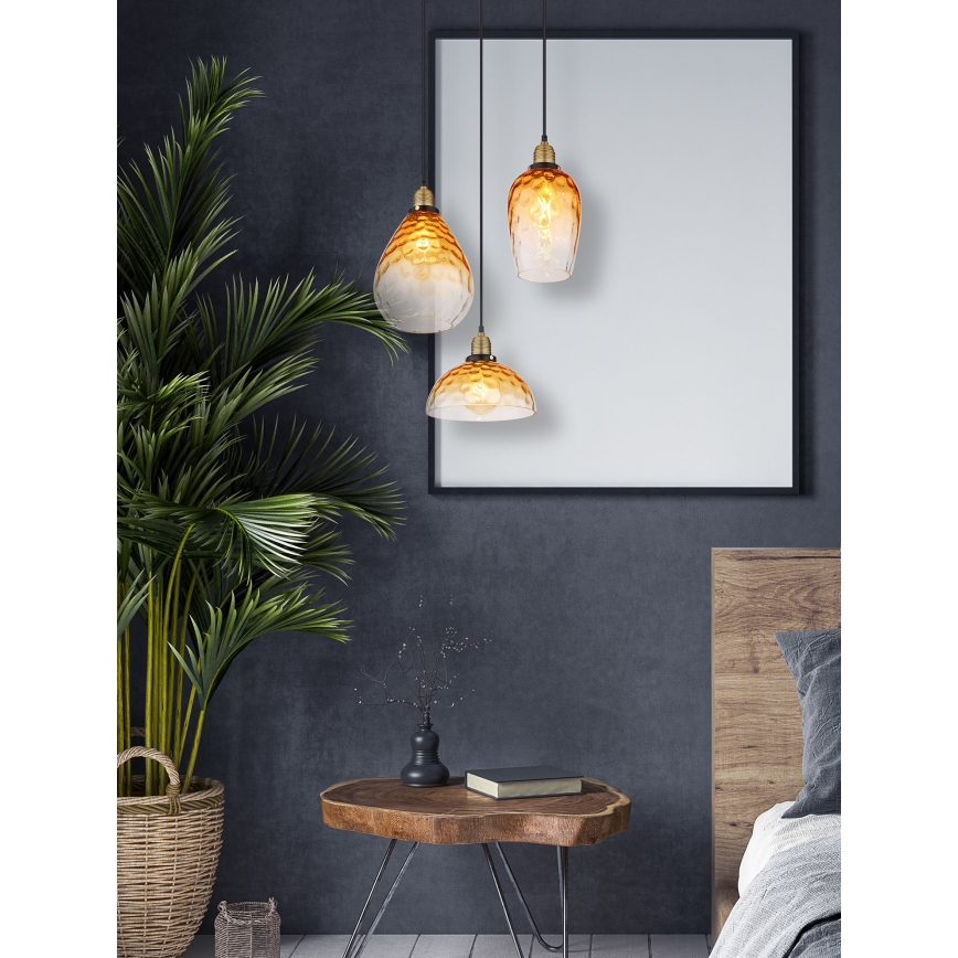 Globo - Lampadario a sospensione con filo 3xE27/60W/230V diametro 46 cm arancione