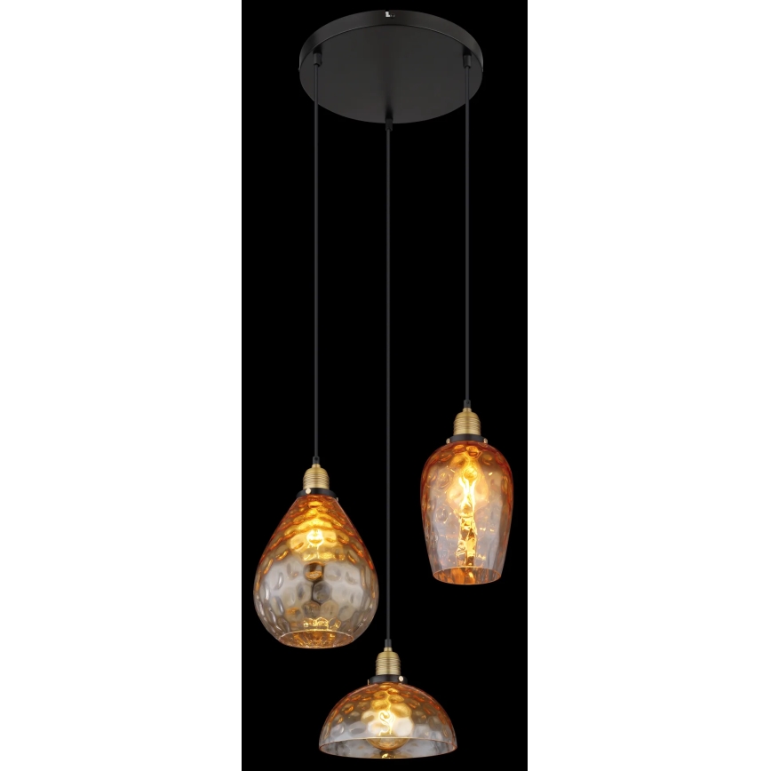 Globo - Lampadario a sospensione con filo 3xE27/60W/230V diametro 46 cm arancione