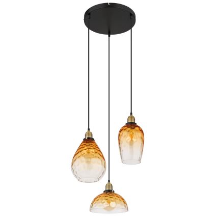 Globo - Lampadario a sospensione con filo 3xE27/60W/230V diametro 46 cm arancione