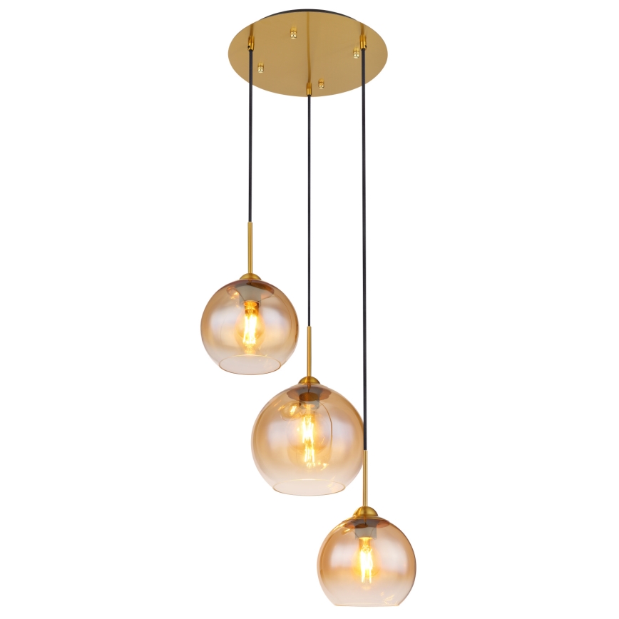 Globo - Lampadario sospeso a cavo 3xE27/60W/230V ottone
