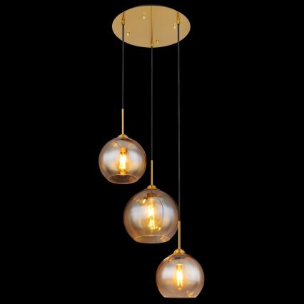 Globo - Lampadario sospeso a cavo 3xE27/60W/230V ottone