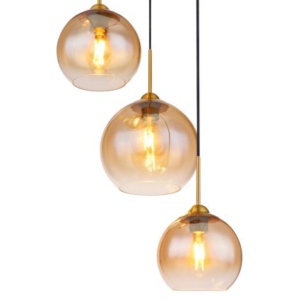 Globo - Lampadario sospeso a cavo 3xE27/60W/230V ottone