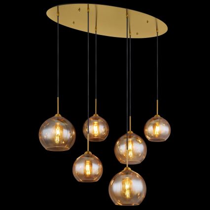 Globo - Lampadario a cavo 6xE27/60W/230V ottone