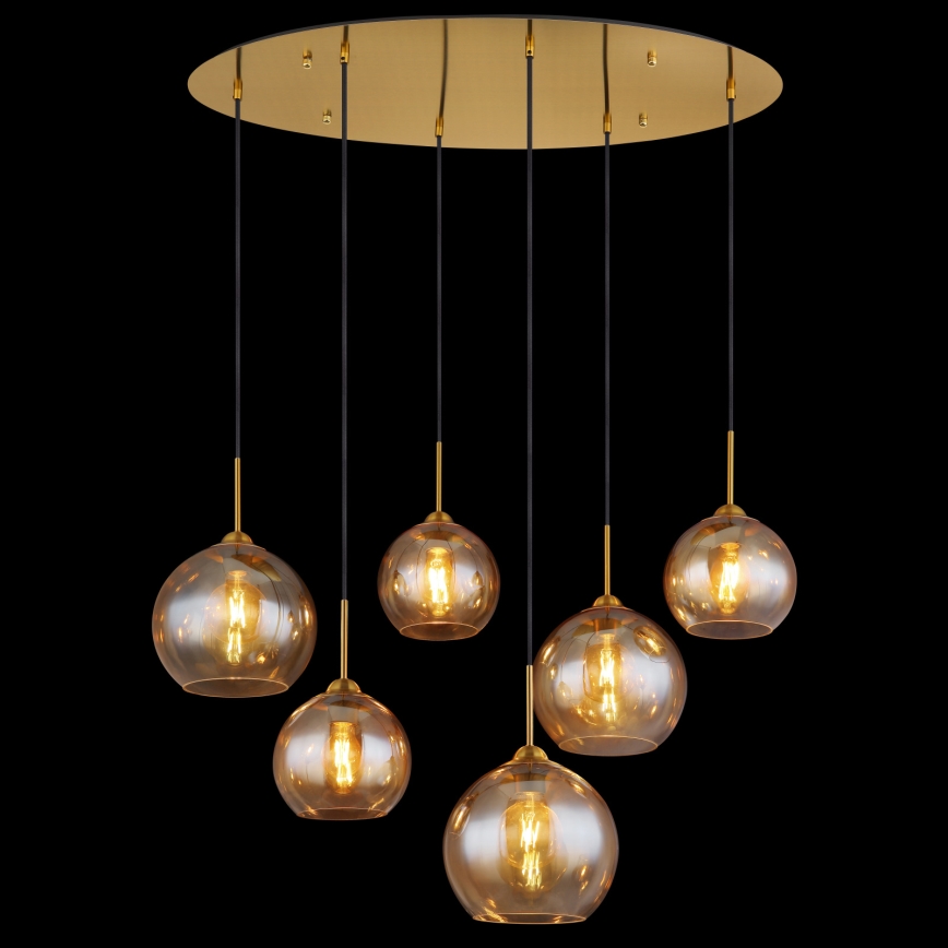 Globo - Lampadario a cavo 6xE27/60W/230V ottone