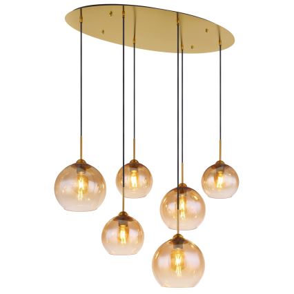 Globo - Lampadario a cavo 6xE27/60W/230V ottone