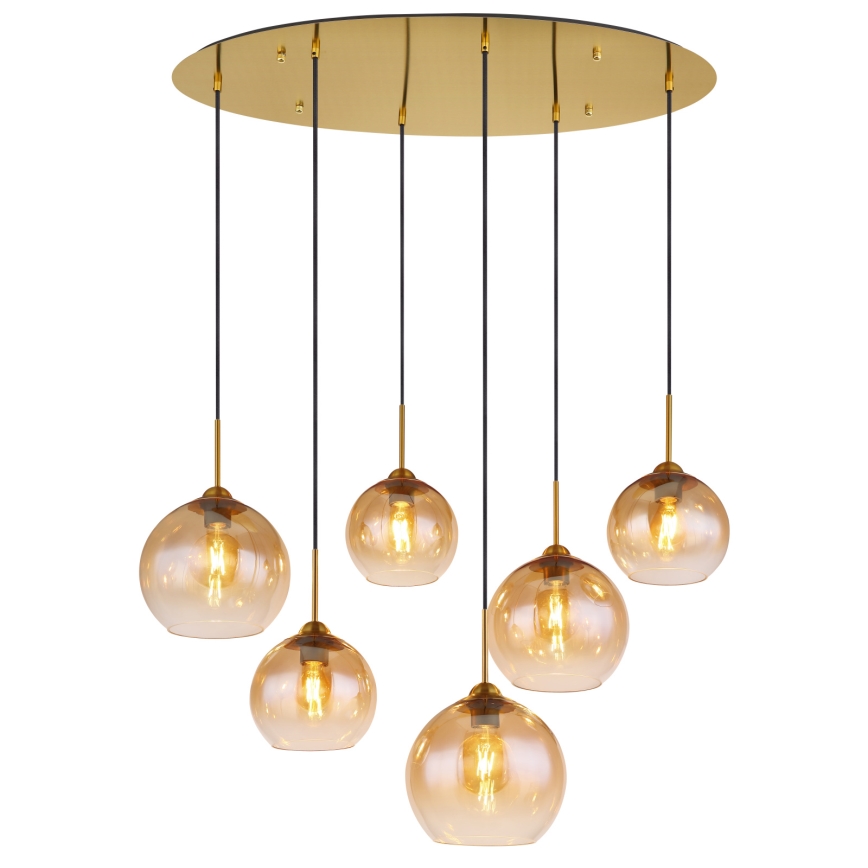 Globo - Lampadario a cavo 6xE27/60W/230V ottone