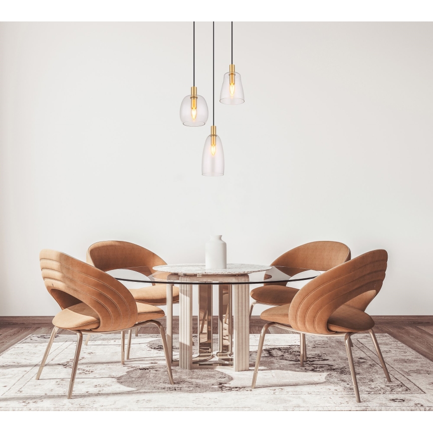 Globo - Lampadario a sospensione con filo 3xE14/40W/230V diametro 43 cm ottone
