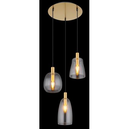 Globo - Lampadario a sospensione con filo 3xE14/40W/230V diametro 43 cm ottone