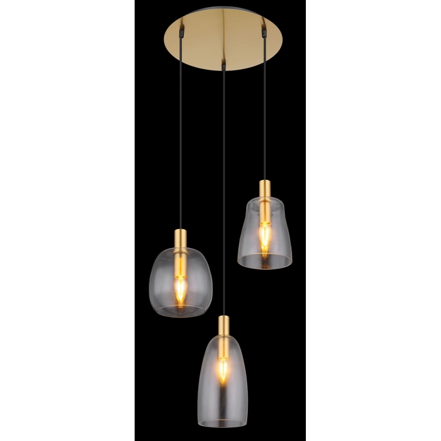Globo - Lampadario a sospensione con filo 3xE14/40W/230V diametro 43 cm ottone