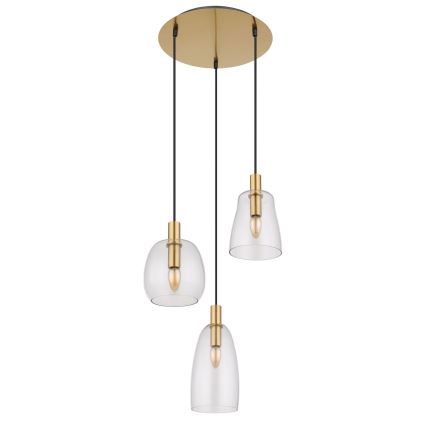 Globo - Lampadario a sospensione con filo 3xE14/40W/230V diametro 43 cm ottone