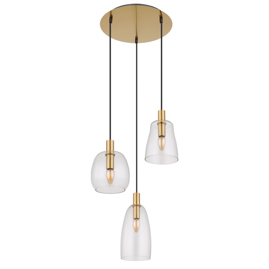 Globo - Lampadario a sospensione con filo 3xE14/40W/230V diametro 43 cm ottone