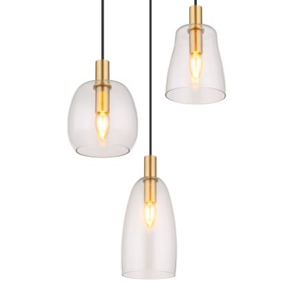 Globo - Lampadario a sospensione con filo 3xE14/40W/230V diametro 43 cm ottone