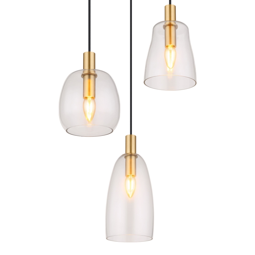 Globo - Lampadario a sospensione con filo 3xE14/40W/230V diametro 43 cm ottone