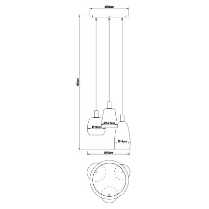 Globo - Lampadario a sospensione con filo 3xE14/40W/230V diametro 43 cm ottone