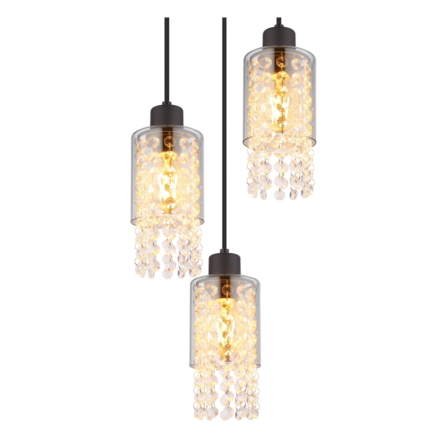 Globo - Lampadario a sospensione con filo 3xE27/40W/230V diametro 25 cm nero