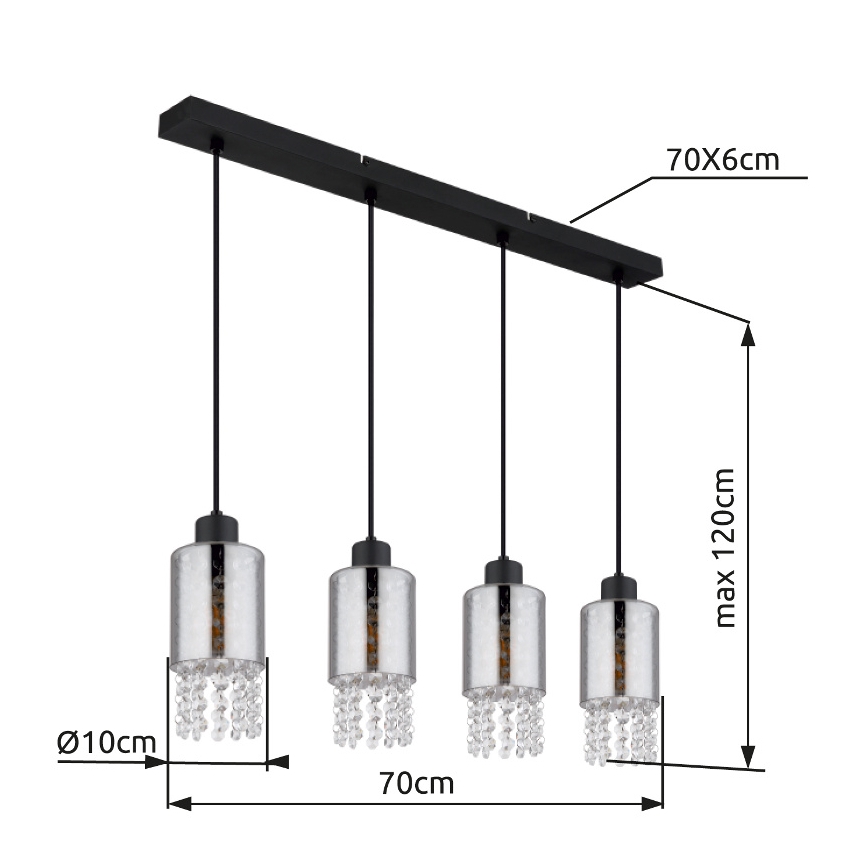 Globo - Lampadario a sospensione con filo 4xE27/40W/230V nero