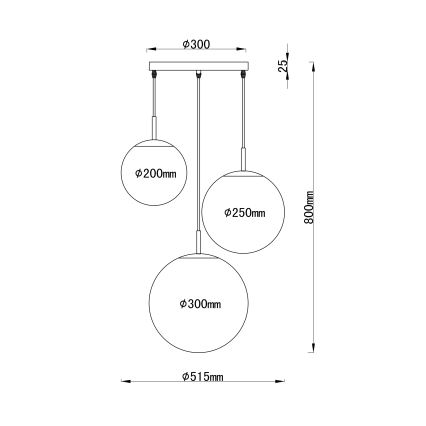 Globo - Lampadario a sospensione con filo 3xE27/60W/230V