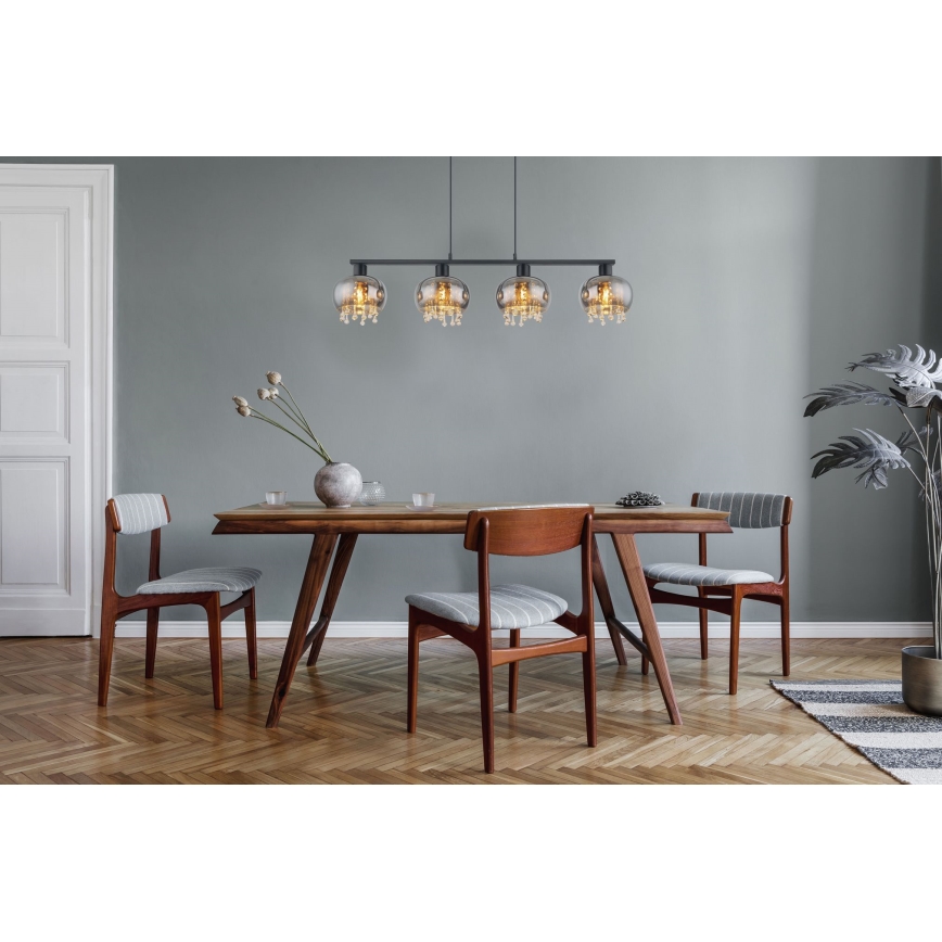 Globo - Lampadario a sospensione con filo 4xE27/9W/230V nero