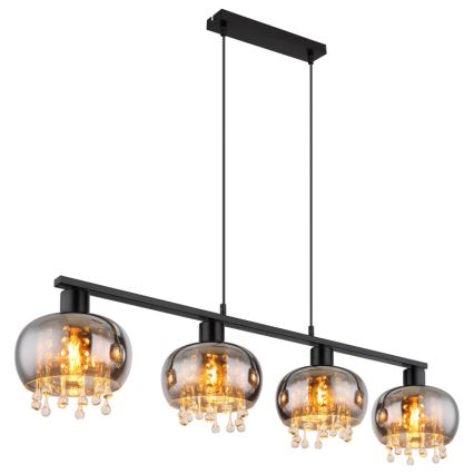 Globo - Lampadario a sospensione con filo 4xE27/9W/230V nero