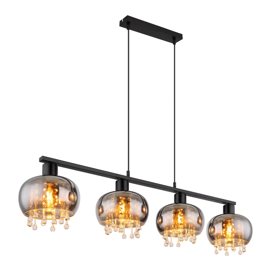 Globo - Lampadario a sospensione con filo 4xE27/9W/230V nero