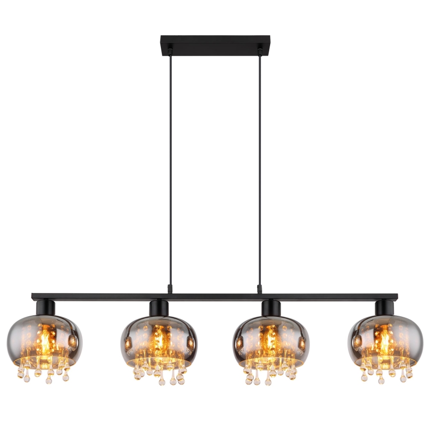 Globo - Lampadario a sospensione con filo 4xE27/9W/230V nero