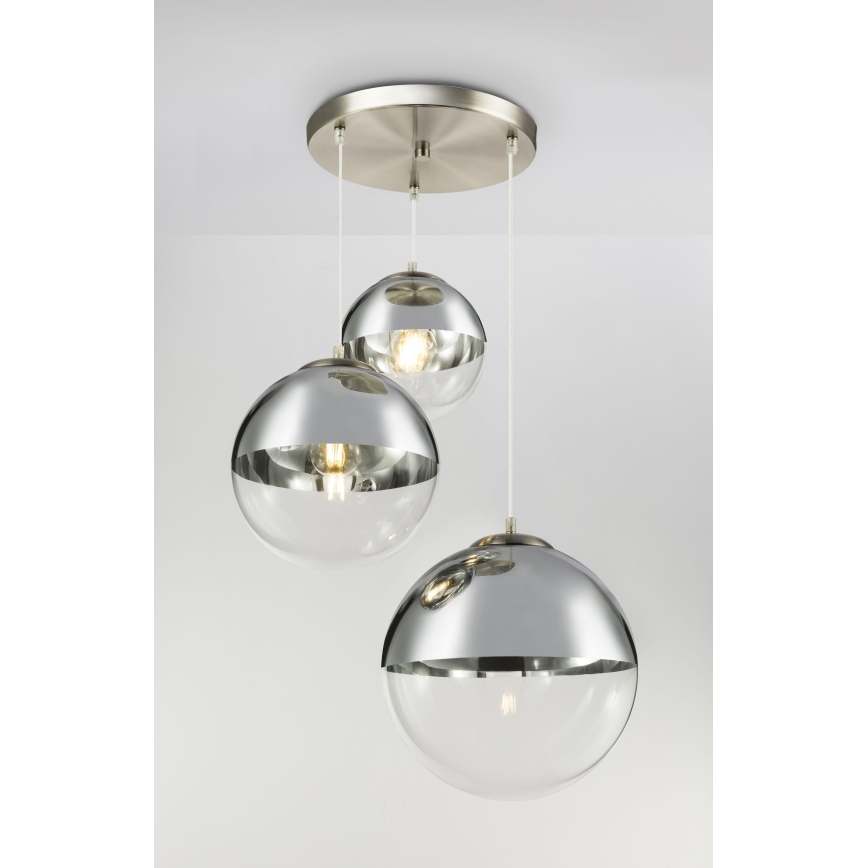 Globo - Lampadario a sospensione con filo 3xE27/40W/230V diametro 51 cm