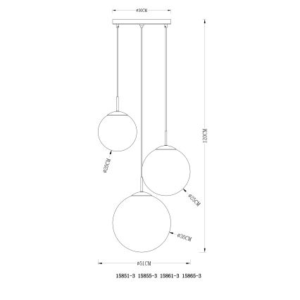 Globo - Lampadario a sospensione con filo 3xE27/40W/230V diametro 51 cm