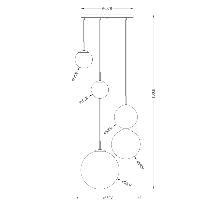 Globo - Lampadario a sospensione con filo 5xE27/40W/230V diametro 65 cm