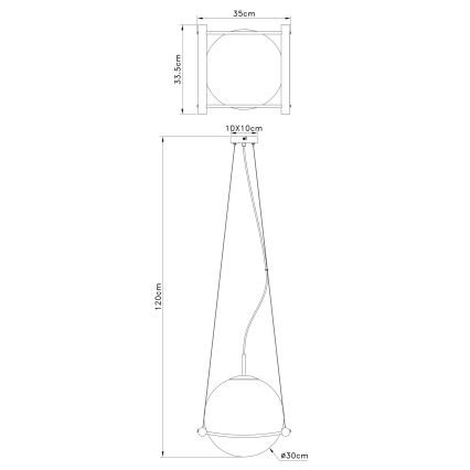 Globo - Lampadario a sospensione con filo 1xE27/15W/230V albero di caucciù