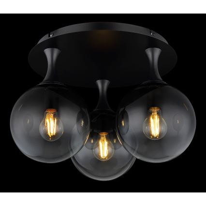 Globo - Lampadario a plafone 3xE27/10W/230V diametro 46 cm nero