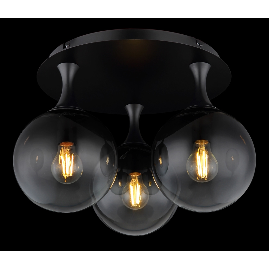 Globo - Lampadario a plafone 3xE27/10W/230V diametro 46 cm nero