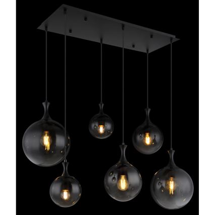 Globo - Lampadario a sospensione con filo 6xE27/10W/230V nero