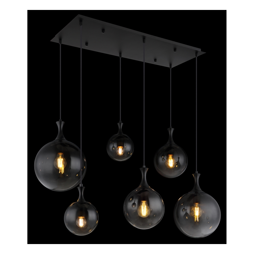 Globo - Lampadario a sospensione con filo 6xE27/10W/230V nero