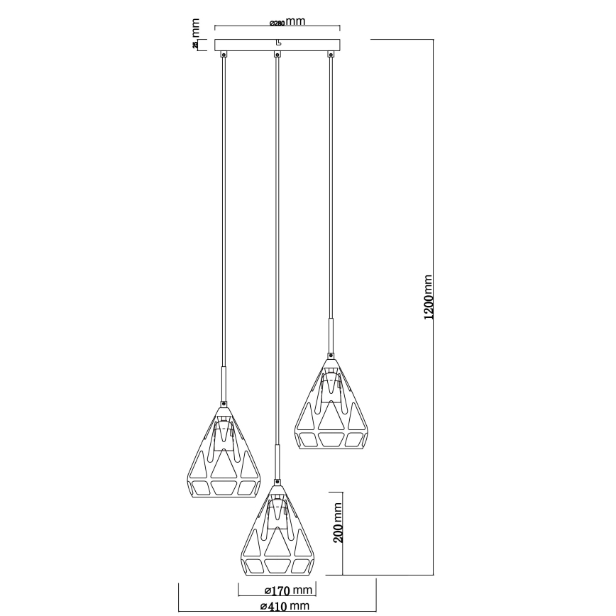 Globo - Lampadario a sospensione con filo 3xE27/40W/230V