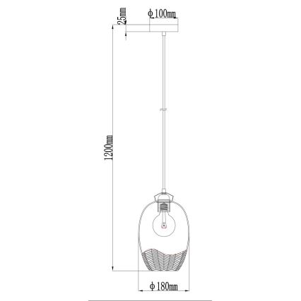 Globo - Lampadario a sospensione su cavo 1xE27/60W/230V Ø 22 cm dorato