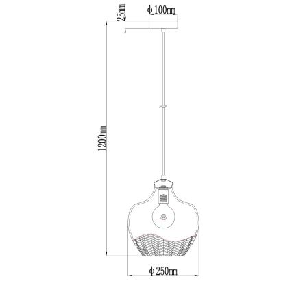 Globo - Lampadario a cavo 1xE27/60W/230V Ø 22 cm colore fumo