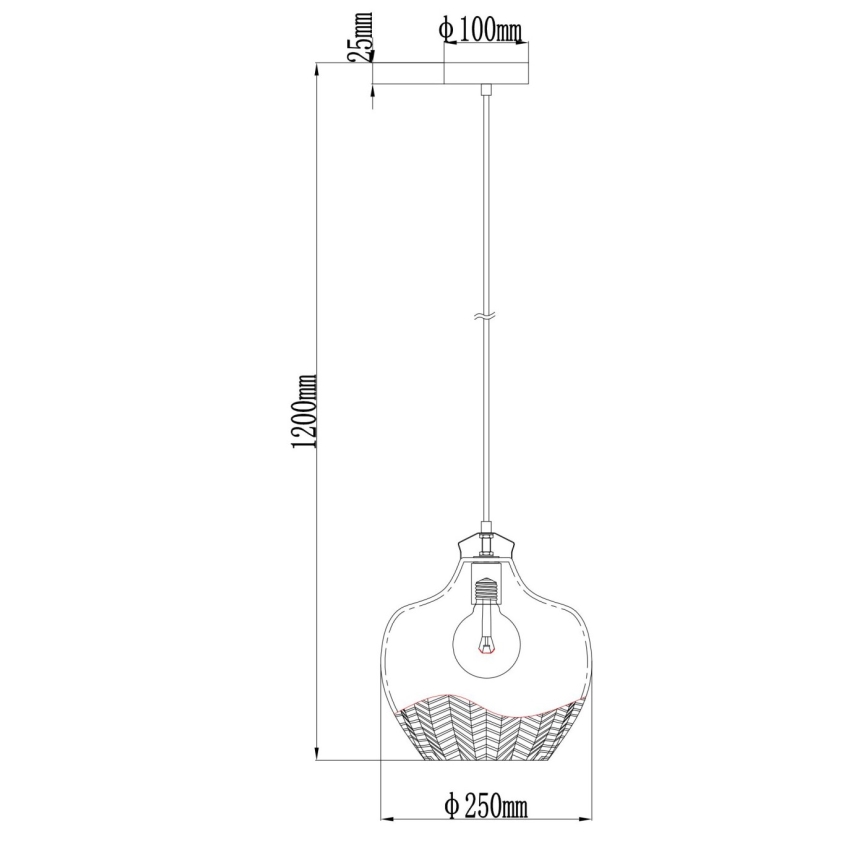 Globo - Lampadario a cavo 1xE27/60W/230V Ø 22 cm colore fumo