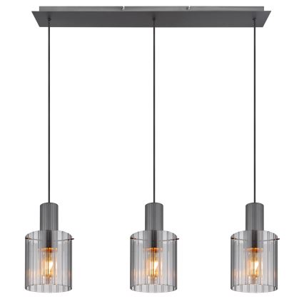 Globo - Lampadario a sospensione con filo 3xE27/40W/230V grigio