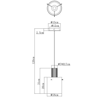 Globo - Lampadario a sospensione con filo 1xE27/40W/230V diametro 18 cm marrone