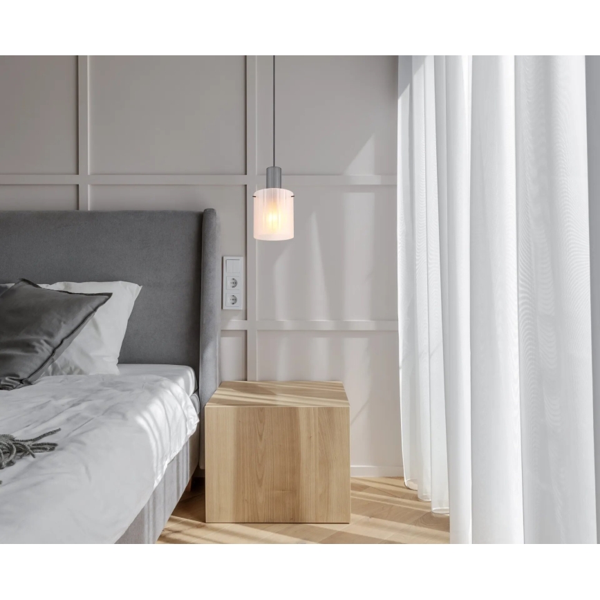 Globo - Lampadario a sospensione con filo 1xE27/40W/230V diametro 18 cm bianco