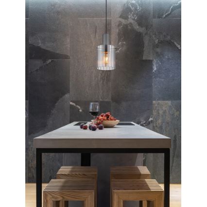 Globo - Lampadario a sospensione con filo 1xE27/40W/230V diametro 18 cm grigio